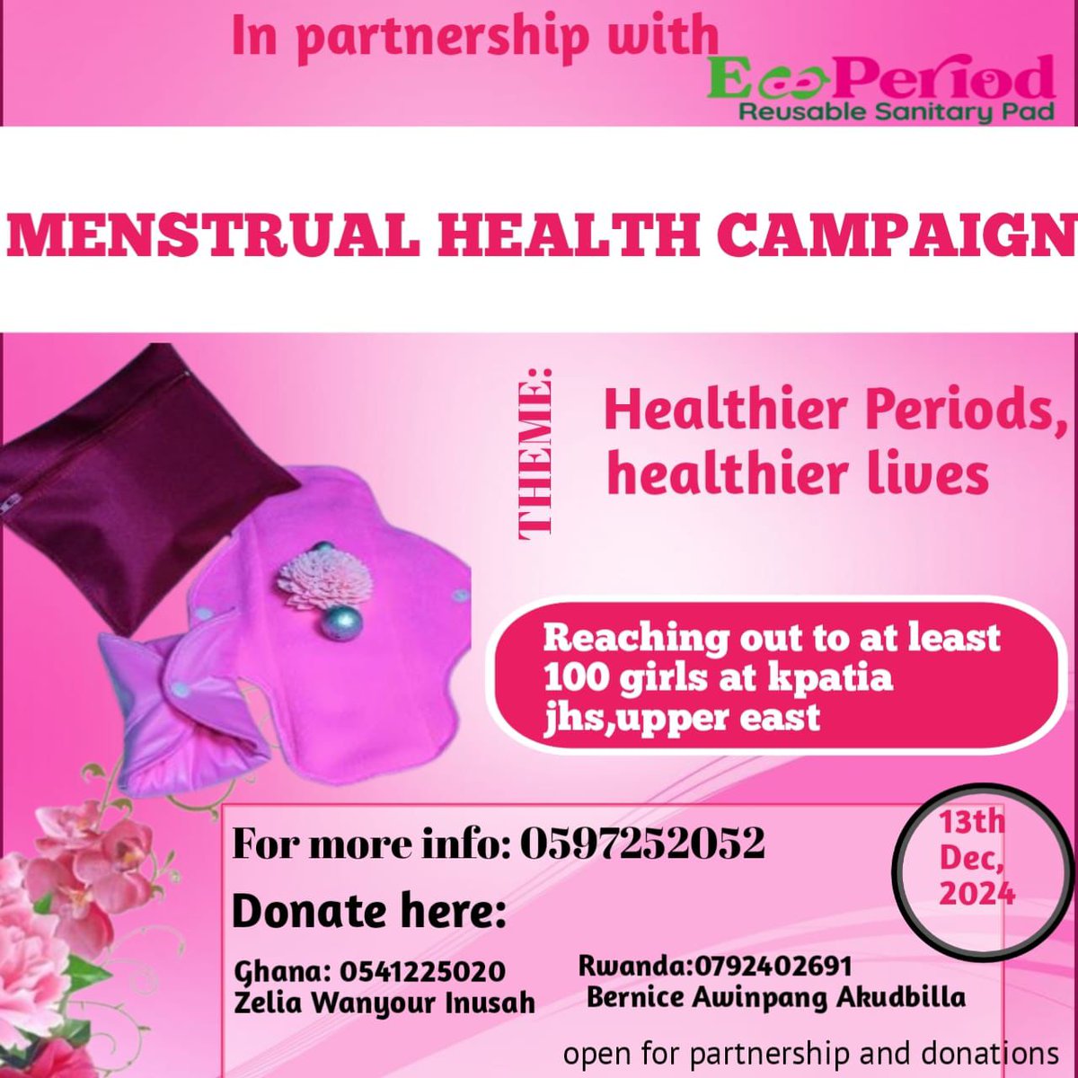 According to UNICEF, 95% of girls in Ghana lack access to menstrual pads, with many missing 20% of school days during each cycle. Teenage girls, especially in the Upper East Region, face limited education on menstrual health, leading to risks such as early pregnancies..