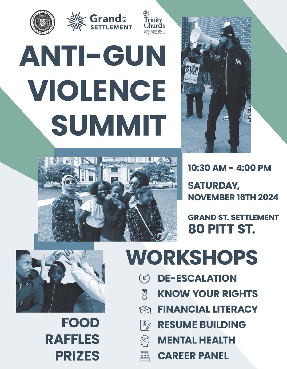 We're partnering with @manhattanda to host a youth anti-gun violence summit. Young people can join us this Saturday for workshops and career trainings.