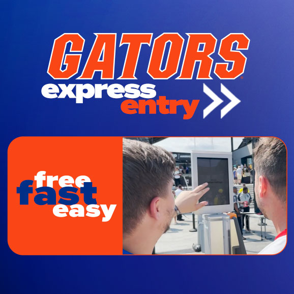 GatorsStudents's tweet image. Get into The Swamp with no line, no wait and no hassle. Your face is your ticket!
1️⃣ Link your Ticketmaster account
2️⃣ Take a selfie
3️⃣ Enter through the express lane at Gate 12

Learn more here: floridagators.com/sports/2024/10…