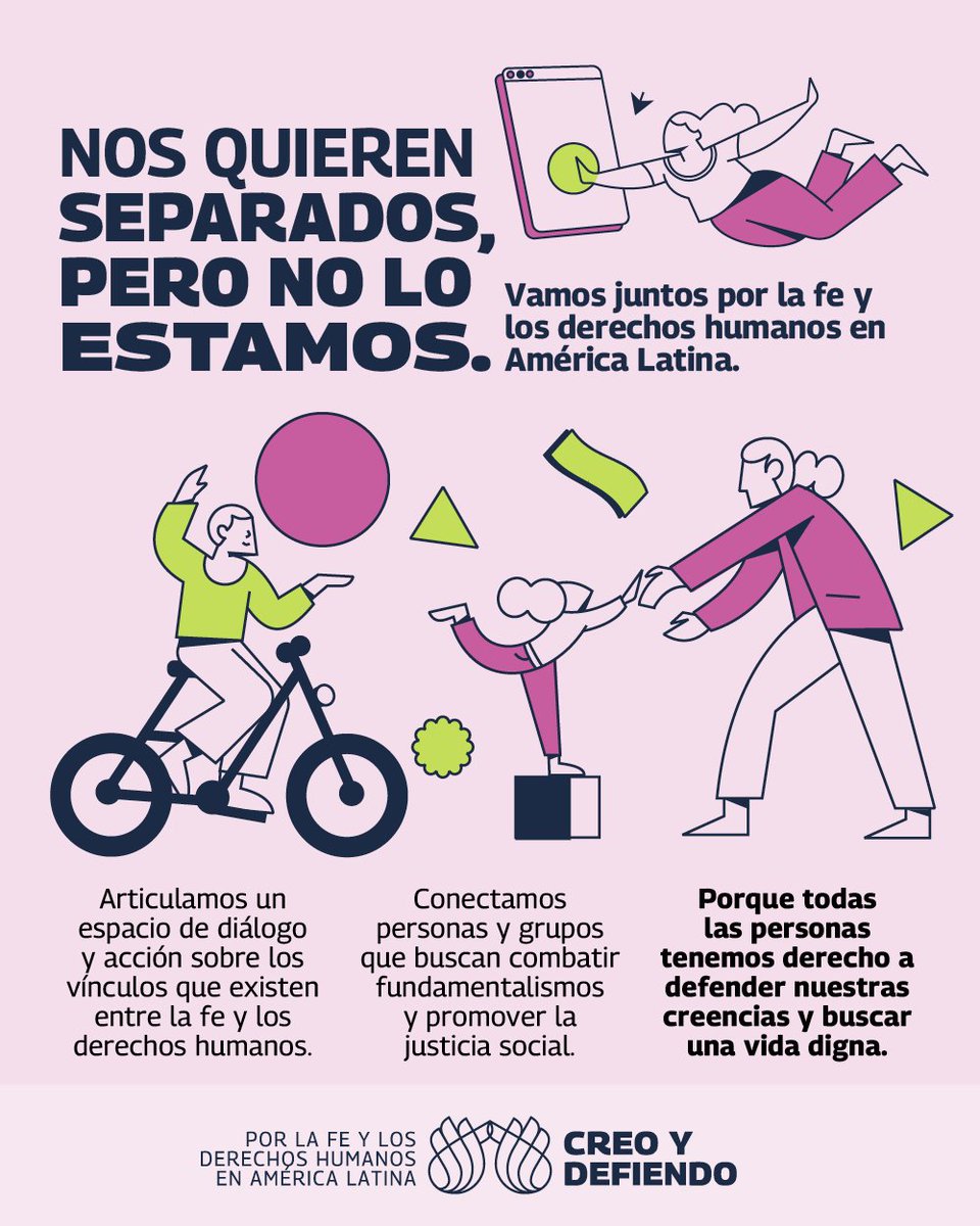 La mirada de fe y la perspectiva de derechos humanos no son antagónicas, porque están orientadas a horizontes comunes. #CreoYDefiendo

Te invitamos a conocer más de esta iniciativa en nuestro canal de youtube @CreoyDefiendo y en nuestra web creoydefiendo.org