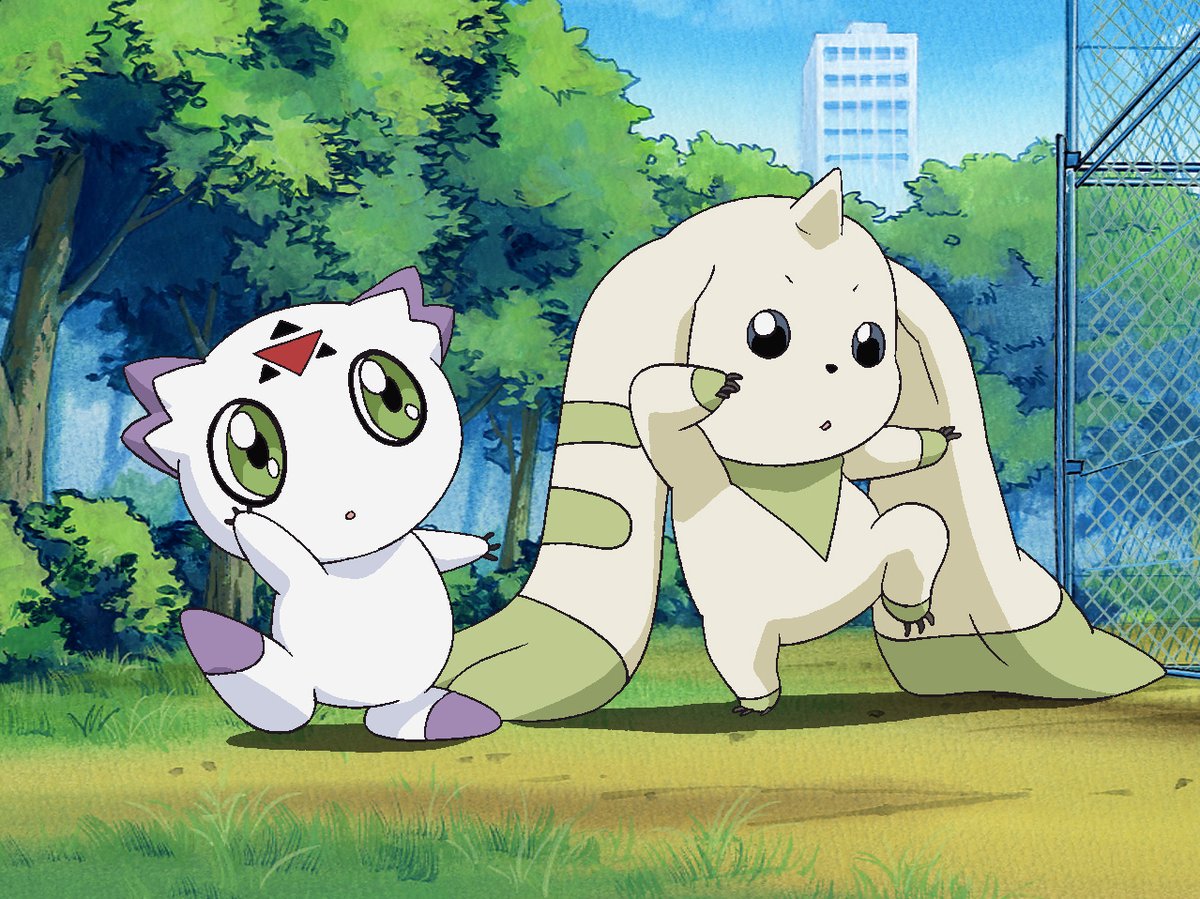 ToeiAnimation's tweet image. Finding zen this Tuesday with #Terriermon and #Calumon perfecting their Tai Chi moves! #DigimonTamers