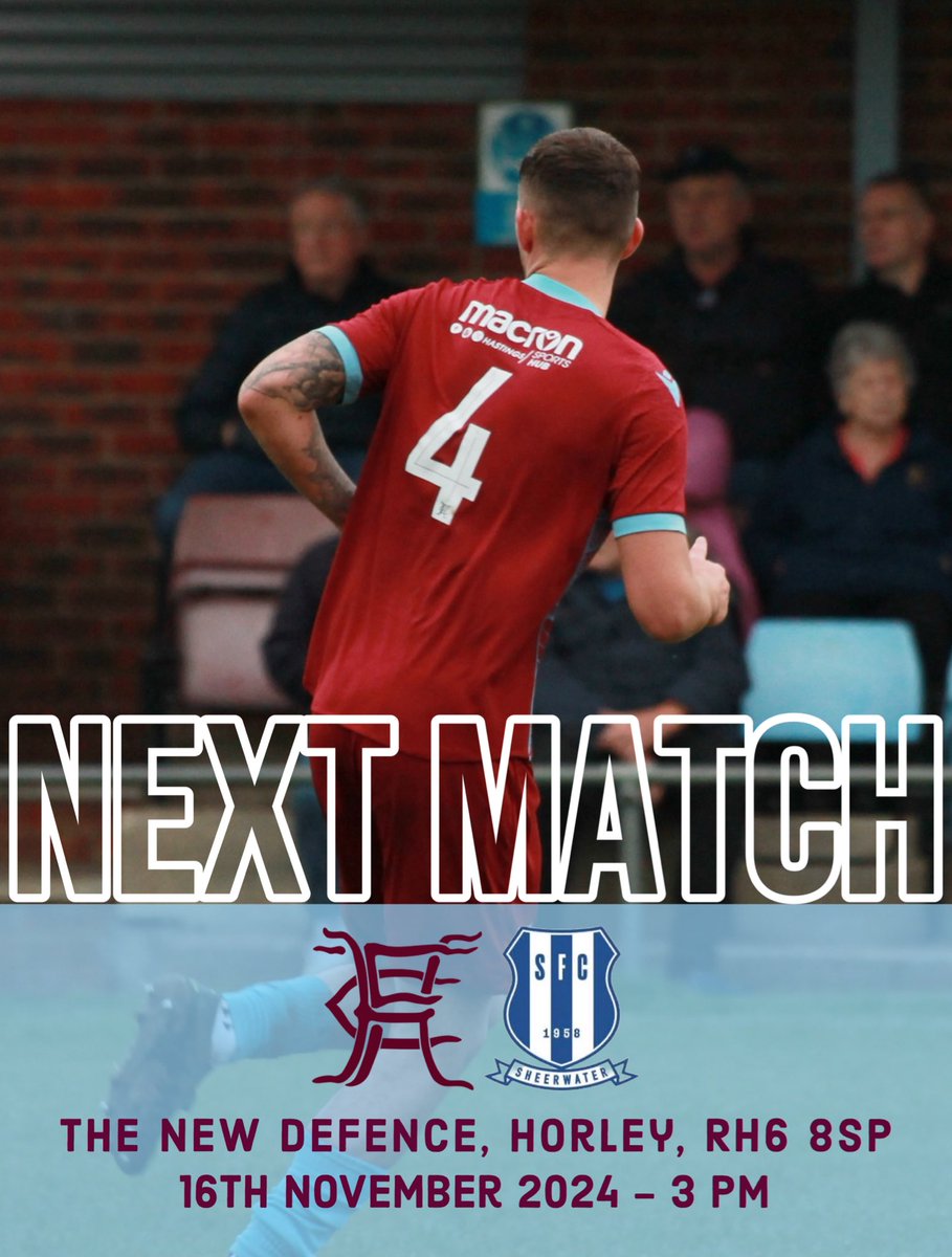 HorleyTownFC's tweet image. NEXT UP ⏭️

On Saturday afternoon we host @Sheerwaterfc at the New Defence 

🗓️16/11/24
📍The New Defence RH6 8SP
⏰3pm KO
🎟️£8/£4/U16Free 
📖Printed Programmes 
🍔🍻Food &amp;amp; Drink

Come and support your local club!

#HTFC🟣🔵
