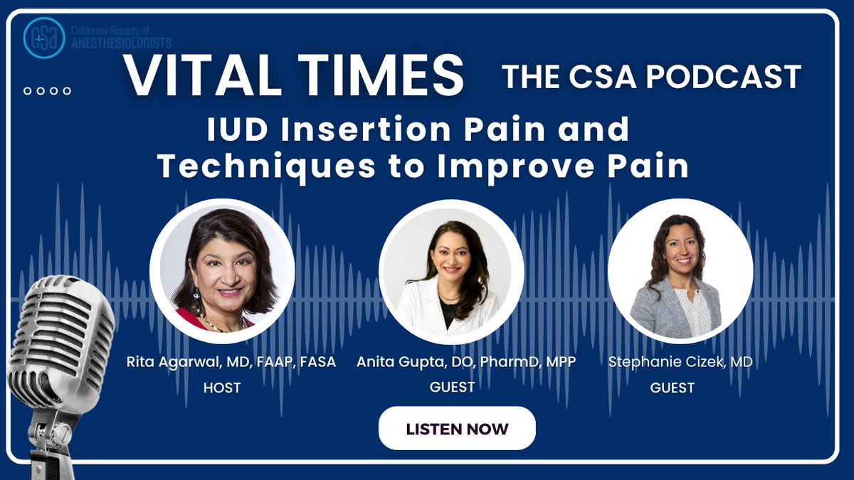CSAHQ's tweet image. New podcast episode out now! IUD Insertion Pain and Techniques to Improve Pain with Drs.@Ritaagarwal6 @DocAnitaGupta and Stephanie Cizek. Listen here: csahq.org/the-csa-podcas… or on Apple/Spotify!