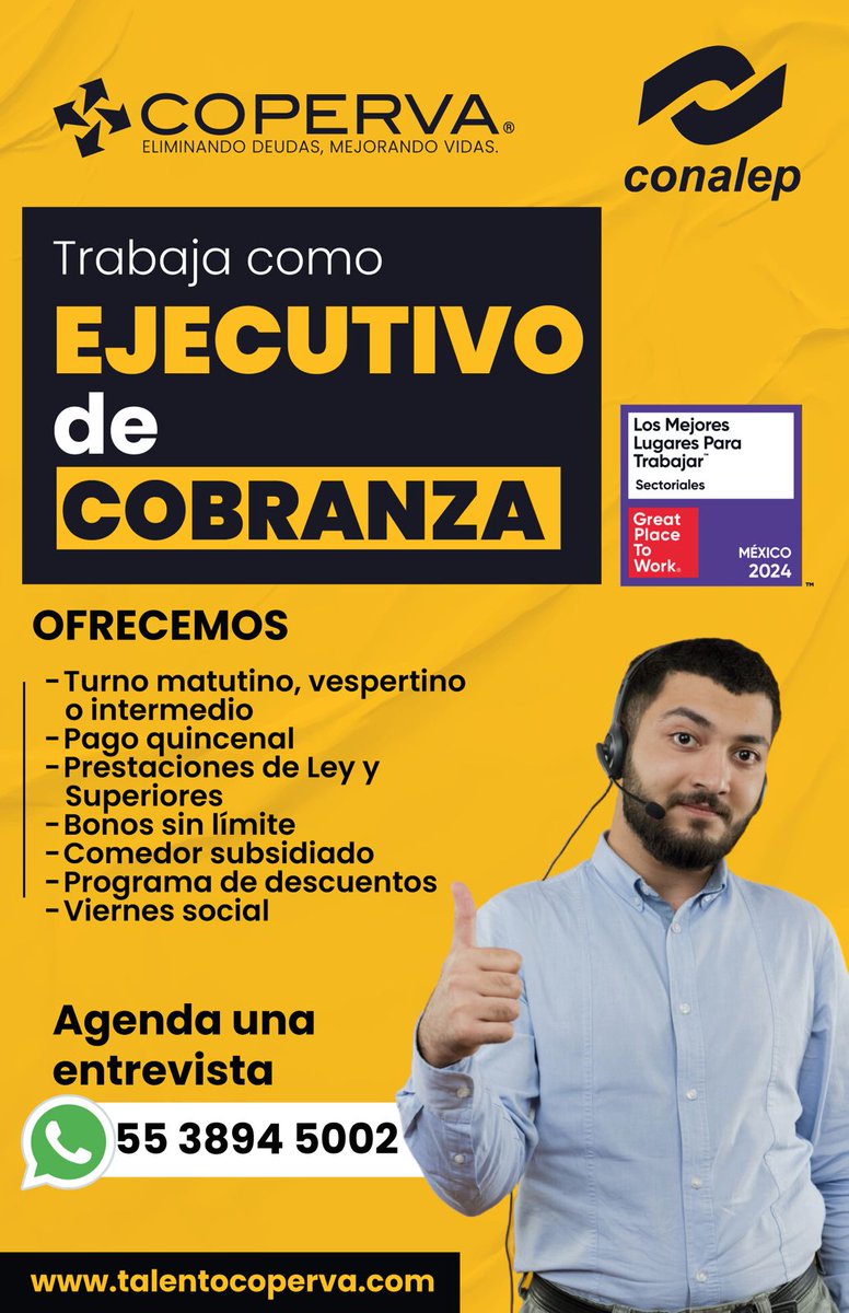 conalep_cdmx's tweet photo. Estas buscado empleo ❗️❗️❗️

Acércate a COPERVA, y postúlate. https://t.co/AlgcHXgiDq