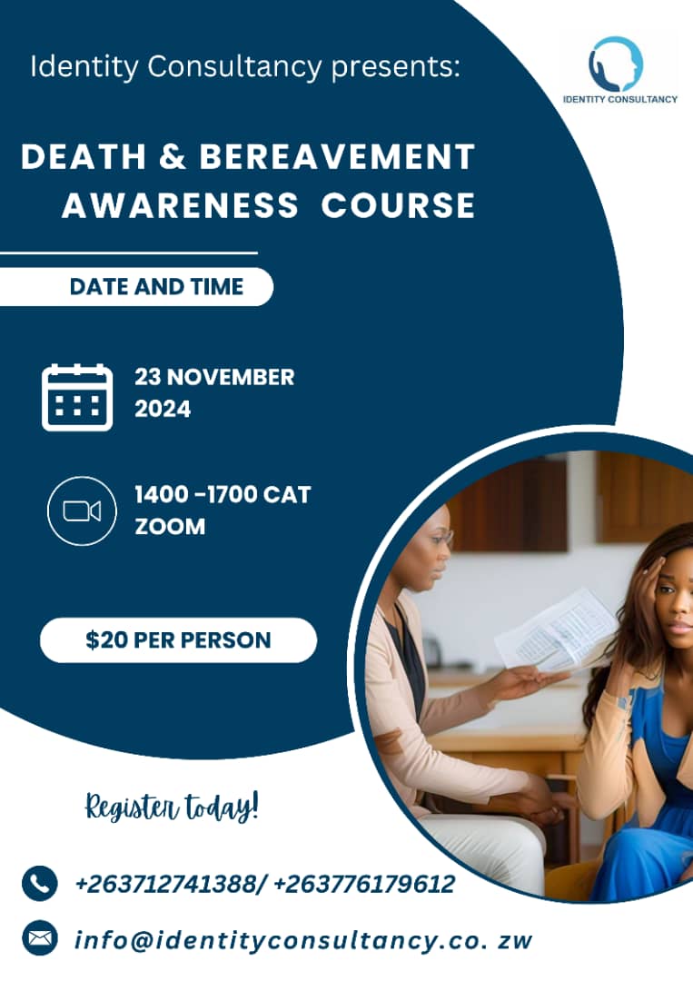 Learn how to cope with bereavement &amp; grief &amp; how to support someone who is grieving. Join us online on the 23rd of November. <a href="/Shumbakadzi11/">G A G A</a> <a href="/thandaza_golide/">MaTshuma❤️✨</a> <a href="/MentalbalanceS/">Mental Balance Magazine</a> <a href="/ZirimaHerbert/">Herbert Zirima</a>
