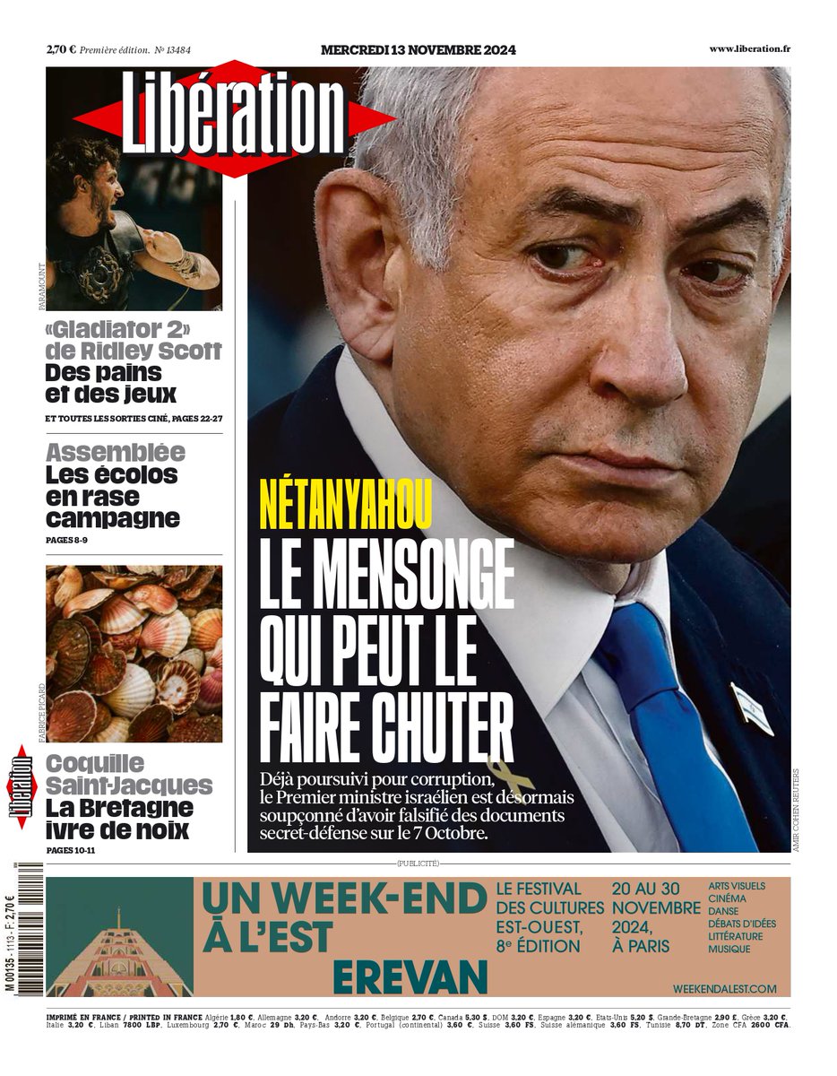 Nétanyahou : le mensonge qui peut le faire chuter

C'est la une de @Libe ce mercredi

Lire : journal.liberation.fr