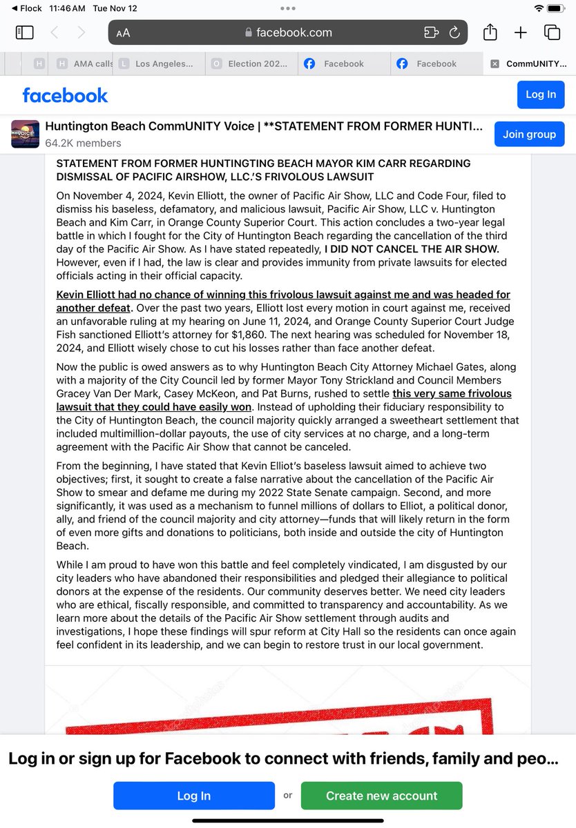 Former Mayor explains the real situation with the Bogus Settlement by Gracey and worthless council members that will cost HB taxpayers one million each year for the airshow……BOGUS settlement!  Wake up HB Residents!!!!!!!!!