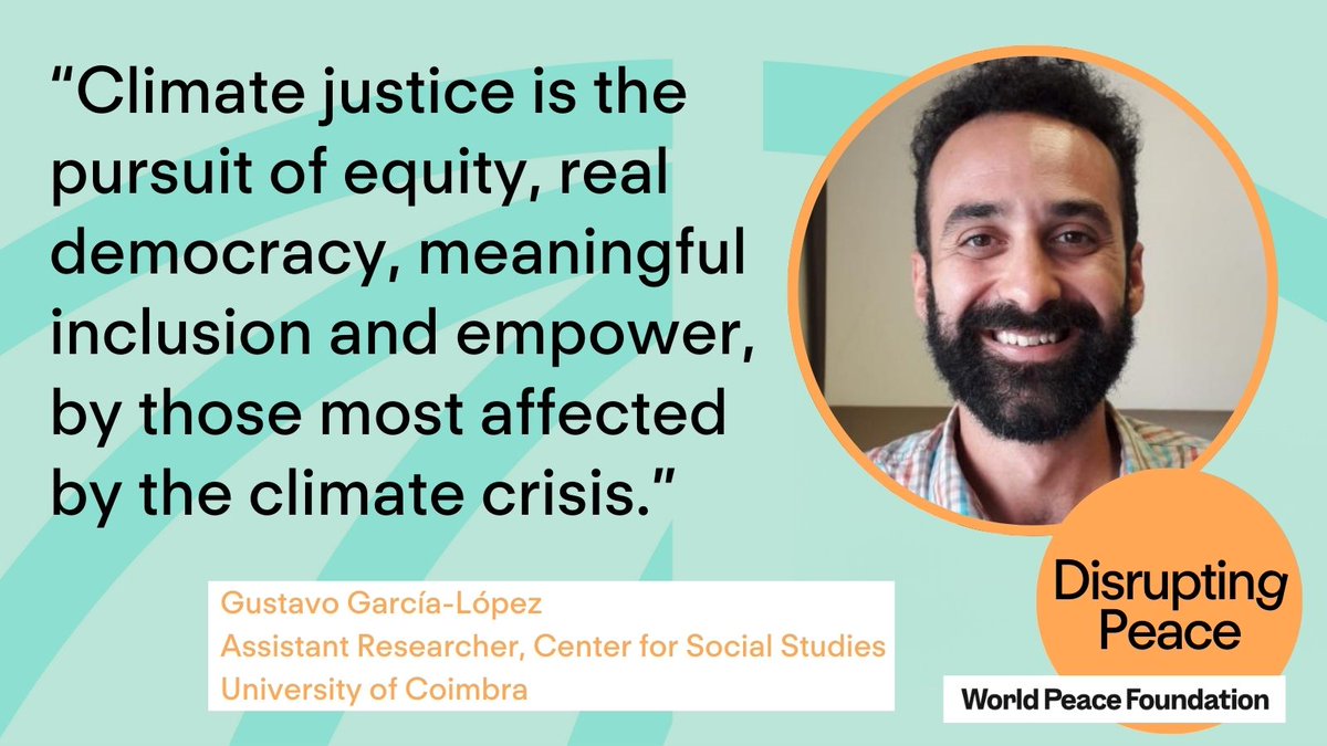World Peace Foundation (@worldpeacefdtn) on Twitter photo As the world tunes into #COP29, revisit Disrupting Peace Episode #4, where Gustavo García-López and <a href="/TatGaravito/">Tatiana Garavito 🦀</a> explored climate justice and how social justice & environmentalism need each other.
🎙️Listen:
Apple: bit.ly/3AuAUoq
Spotify: bit.ly/3Z4HM5y As the world tunes into #COP29, revisit Disrupting Peace Episode #4, where Gustavo García-López and <a href="/TatGaravito/">Tatiana Garavito 🦀</a> explored climate justice and how social justice & environmentalism need each other.
🎙️Listen:
Apple: bit.ly/3AuAUoq
Spotify: bit.ly/3Z4HM5y
