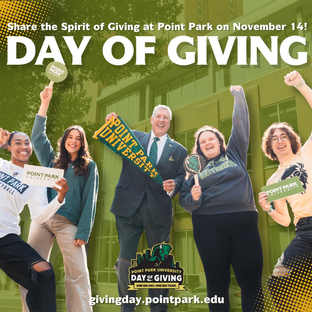 Point Park Center for Media Innovation (@pointparkcmi) on Twitter photo Get excited Pioneers! Tomorrow is <a href="/PointParkU/">Point Park University</a> Day of Giving! 💚💛🖤
Consider giving to the CMI where we would use the gifts to pay students for their production work & help nonprofits and others who cannot afford to pay get out their messaging
See link in bio to make your gift! Get excited Pioneers! Tomorrow is <a href="/PointParkU/">Point Park University</a> Day of Giving! 💚💛🖤
Consider giving to the CMI where we would use the gifts to pay students for their production work & help nonprofits and others who cannot afford to pay get out their messaging
See link in bio to make your gift!