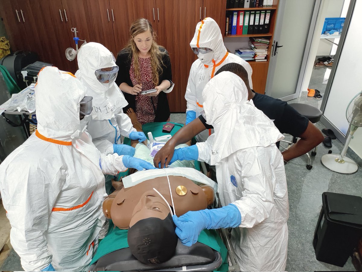 HospitalChuk's tweet photo. In partnership with @WHO, through MOH/RBC,this wk Germany’s @ChariteBerlin Experts conducted a 2-day training at CHUK targeting clinical staff working in high risk areas on MVD case mgt.This will strengthen local capacity in highly infectious diseases mgt.@rki_de @MiriamStegemann https://t.co/JRQH4D5Jcc