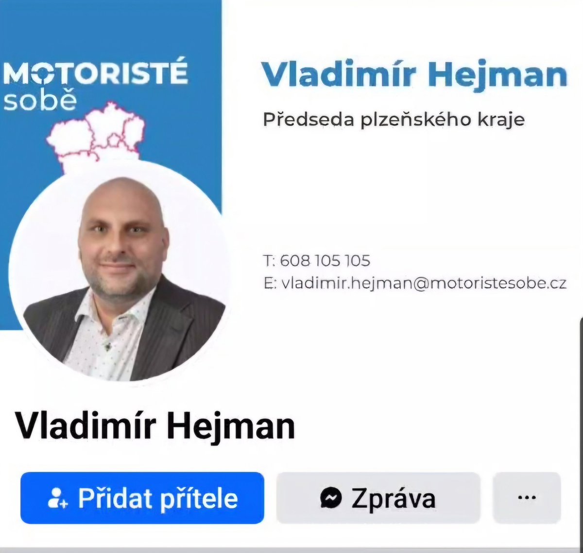 1250cc03004c44e's tweet image. Vladimír Hejman, předseda Motoristů plzeňského kraje🤮
V krajských volbách kandidoval na kandidátce SPD a Trikolory, neuspěl a skončil u @petr_macinka