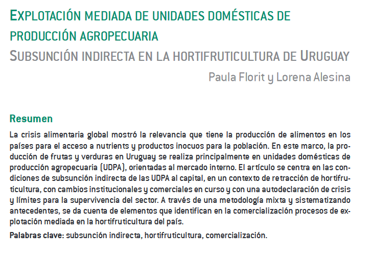 SocialesRevista's tweet photo. 📑Nuevo artículo! Explotación mediada de unidades domésticas de producción agropecuaria
Por Paula Florit y Lorena Alesina
DOI: https://t.co/SjcEhiFgY4 https://t.co/HG4PzYeE17