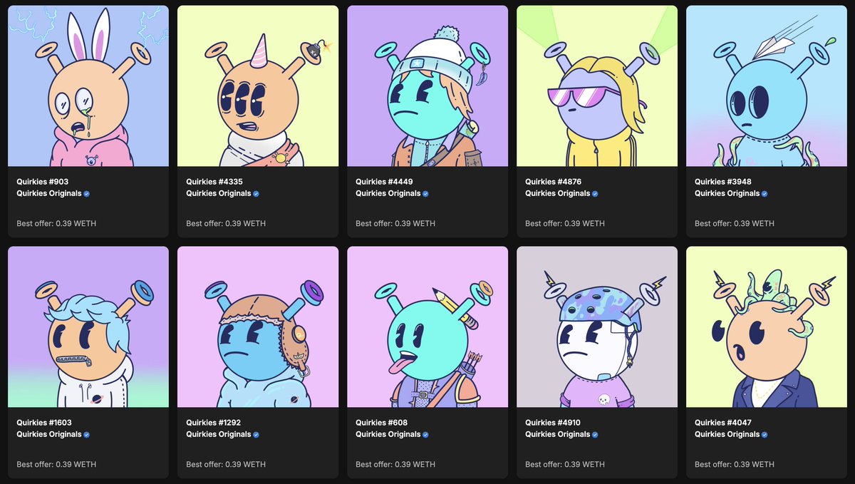 1 Doodle, 1 MAYC and just added 10 Quirkies

For those of you who follow me since 2021 know that quirkies was my OG profile pic

Still holding my OG profile pic. Paid 3ETH for it back then. Proud to own 12 now. 

Bullish on NFTs. Bullish on Quirkies.

WHAT ARE WE SWEEPING NEXT?