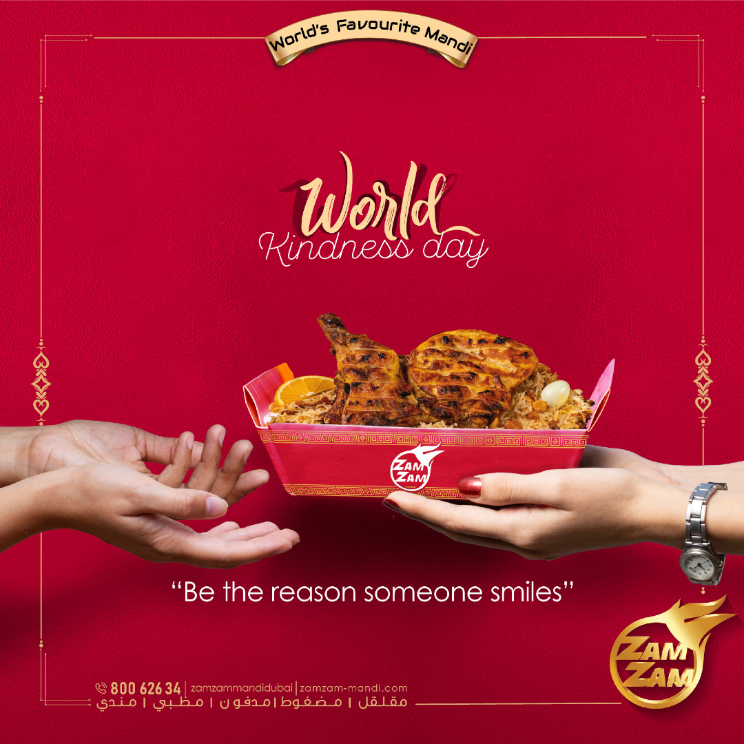 🌍💛 Celebrate #WorldKindnessDay with a gesture of love and deliciousness! At Zam Zam Mandi, we believe in the power of sharing and making someone smile. 😊

#ZamZamMandi #BeKind #SpreadSmiles #SharingIsCaring #MandiLove #KindnessDay #DubaiFoodie #FoodForTheSoul #UAEFoodies