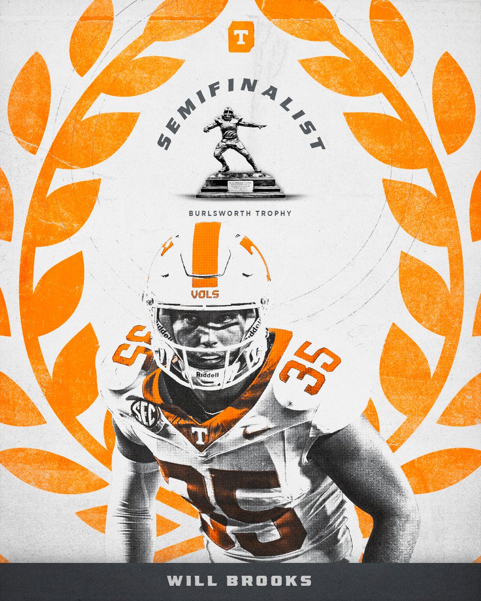 Tennessee Football (@vol_football) on Twitter photo Congratulations to <a href="/willbrooks27/">Will Brooks</a> on being named a 2024 Burlsworth Trophy 𝐒𝐞𝐦𝐢𝐟𝐢𝐧𝐚𝐥𝐢𝐬𝐭.
📰 » 1tn.co/4en2MZq
<a href="/BurlsworthTrust/">Burlsworth Trophy</a> | #GBO 🍊 Congratulations to <a href="/willbrooks27/">Will Brooks</a> on being named a 2024 Burlsworth Trophy 𝐒𝐞𝐦𝐢𝐟𝐢𝐧𝐚𝐥𝐢𝐬𝐭.
📰 » 1tn.co/4en2MZq
<a href="/BurlsworthTrust/">Burlsworth Trophy</a> | #GBO 🍊