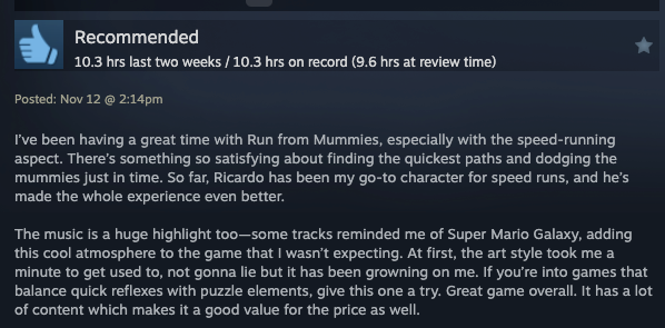 Wow what an incredible review!!! This is the kind of thing game devs live for 🤌
#indiegame #gamedev