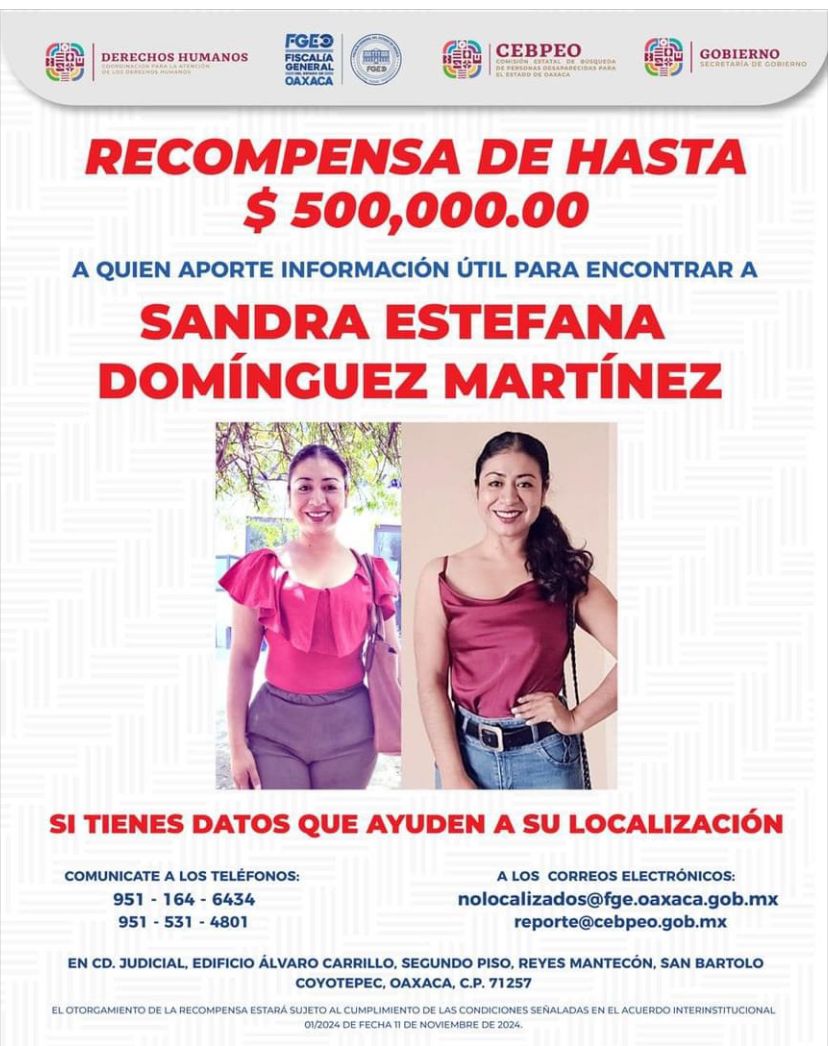 Amig@s se requiere su apoyo para localizar a la activista.  #SandraDominguez.
#Oaxaca #HastaEncontrarte 
#NiUnaMás #apoyo #ReginaOrozco #Regina360