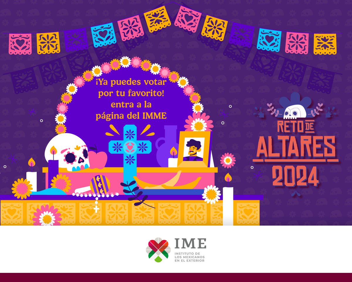 IME_SRE's tweet photo. 🎉 ¡Ya es hora de votar por tu ofrenda favorita en el #RetoAltares 2024!
✨🗳️ Vota y apoya a la ofrenda que más te inspire bajo el lema: "La ofrenda: cultivando memoria, construyendo puentes." https://t.co/nFLDXxTTiB 
@SRE_mx https://t.co/cDowUmHM6T