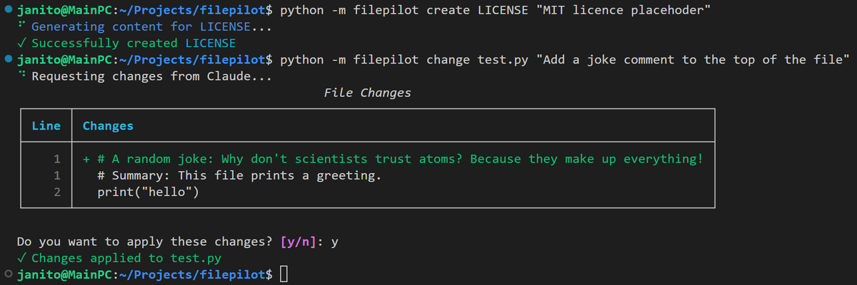 joaompinto4's tweet image. Integrating Code Changes from Claude.AI into the Command Line Workflow Using #FilePilot