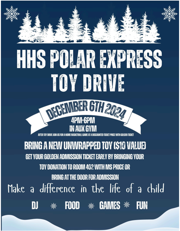 Come All Aboard our 1st Annual Hampton Polar Express Toy Drive for Toys for Tots on 12/6! There will be a DJ, games, face painting, Gingerbread House Contest, food and fun! Admission to this event is an unwrapped new toy (value of $10 or more). We can't wait to see you all there!
