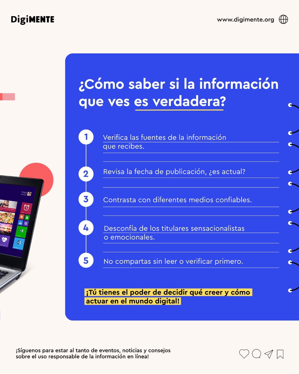 DigiMenteLAT's tweet photo. 💬👀 ¿Cuántas veces has compartido información sin verificar? ¡Quizás más de las que imaginas!

🌐📈💻 Ante el desafío de identificar el creciente contenido falso en línea, en DigiMENTE seguimos comprometidos en impulsar la educación mediática en la región. https://t.co/hSIPczq5Ti