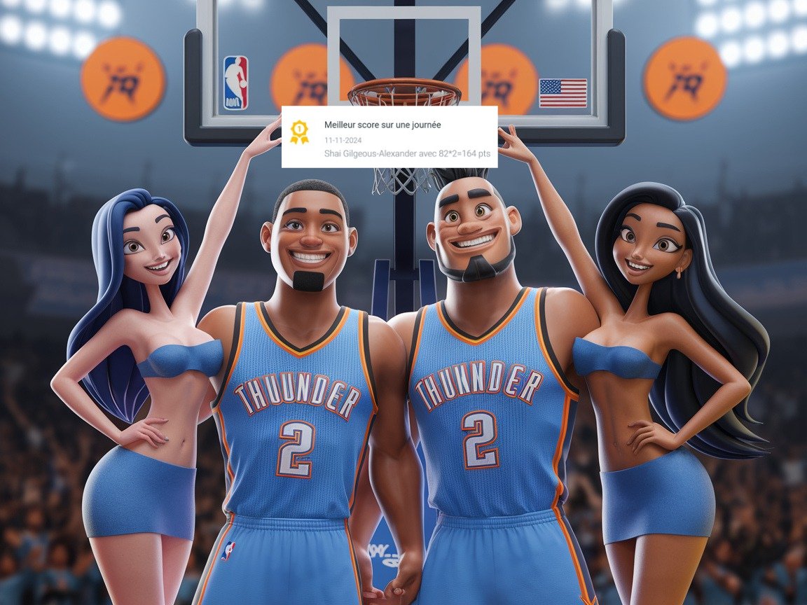 164 points avec un double SGA.
+10000 places au général 
Une victoire facile en <a href="/ShaqOLeague/">Shaquille O'League</a> 

Merci <a href="/GryzzyFLY/">Clément</a> ⭐⭐ pour cette MA-STER-CLASS !!!