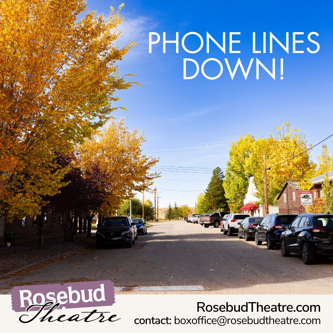 Rosebud Theatre & School of the Arts (@rosebudtheatre) on Twitter photo Notice! Rosebud Theatre & School of the Arts phone lines are currently down. Please visit RosebudTheatre.com to book tickets, or reach out boxoffice@rosebudtheatre.com with any questions.
#rosebudtheatre #rosebudarts Notice! Rosebud Theatre & School of the Arts phone lines are currently down. Please visit RosebudTheatre.com to book tickets, or reach out boxoffice@rosebudtheatre.com with any questions.
#rosebudtheatre #rosebudarts