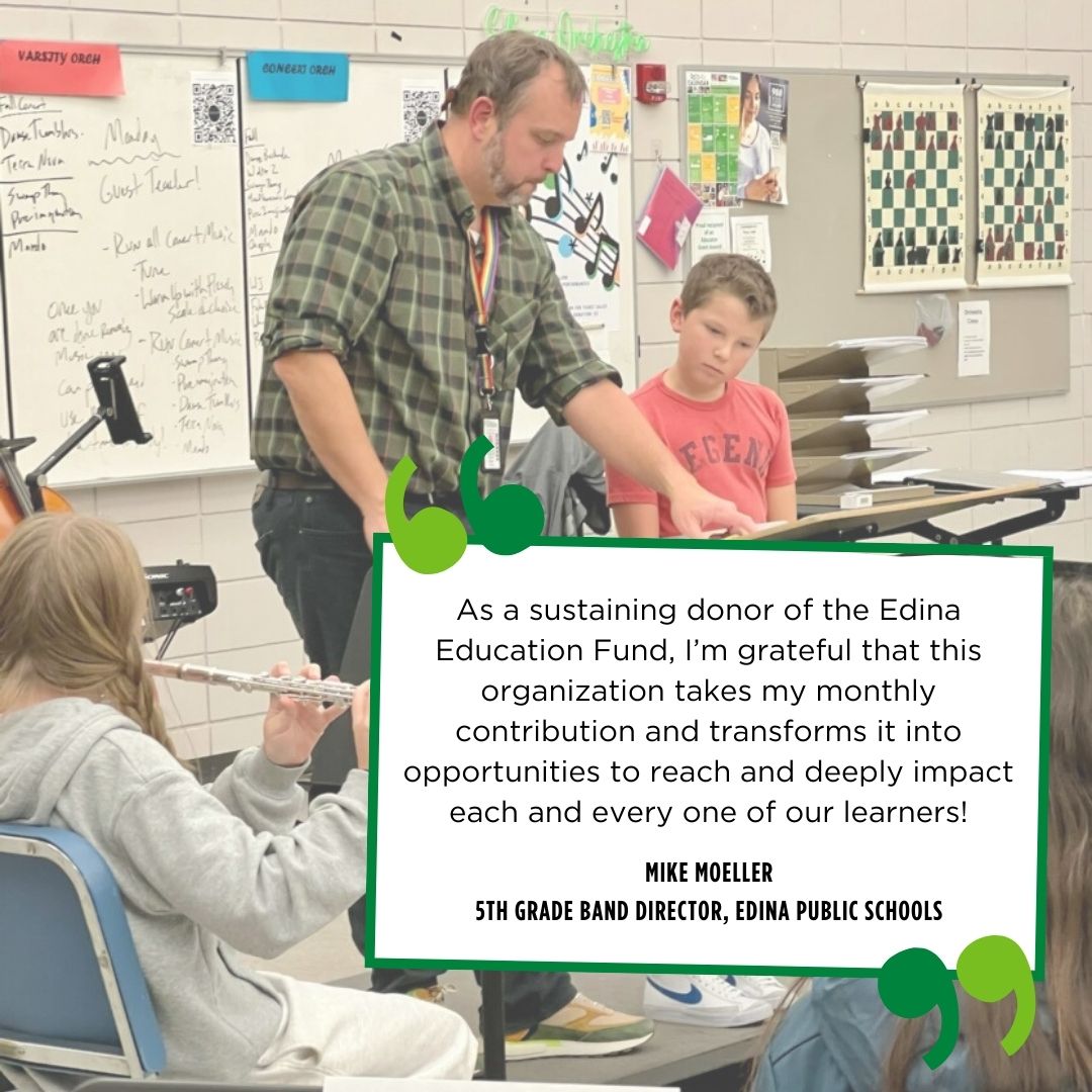 The cumulative impact of sustaining donations makes a big difference in our ability to support valuable opportunities and projects in the areas of literacy, mental health &amp; wellness, and STEAM in <a href="/edinaschools/">Edina Schools</a>. Become a donor today: give.edinaedfund.org/GeneralDonatio… #everyhorneteveryday