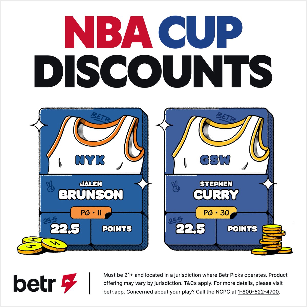 BetrPicks's tweet image. 🏀🏆 NBA CUP GIVEAWAY 🏆🏀

The NBA Cup starts today which means new courts and discounts all week long 🤑

🎯 One follower who RTs and predicts the combined score of Brunson and Curry tonight will win $100 in Betr Bucks 💰

Guess NOW ⬇️