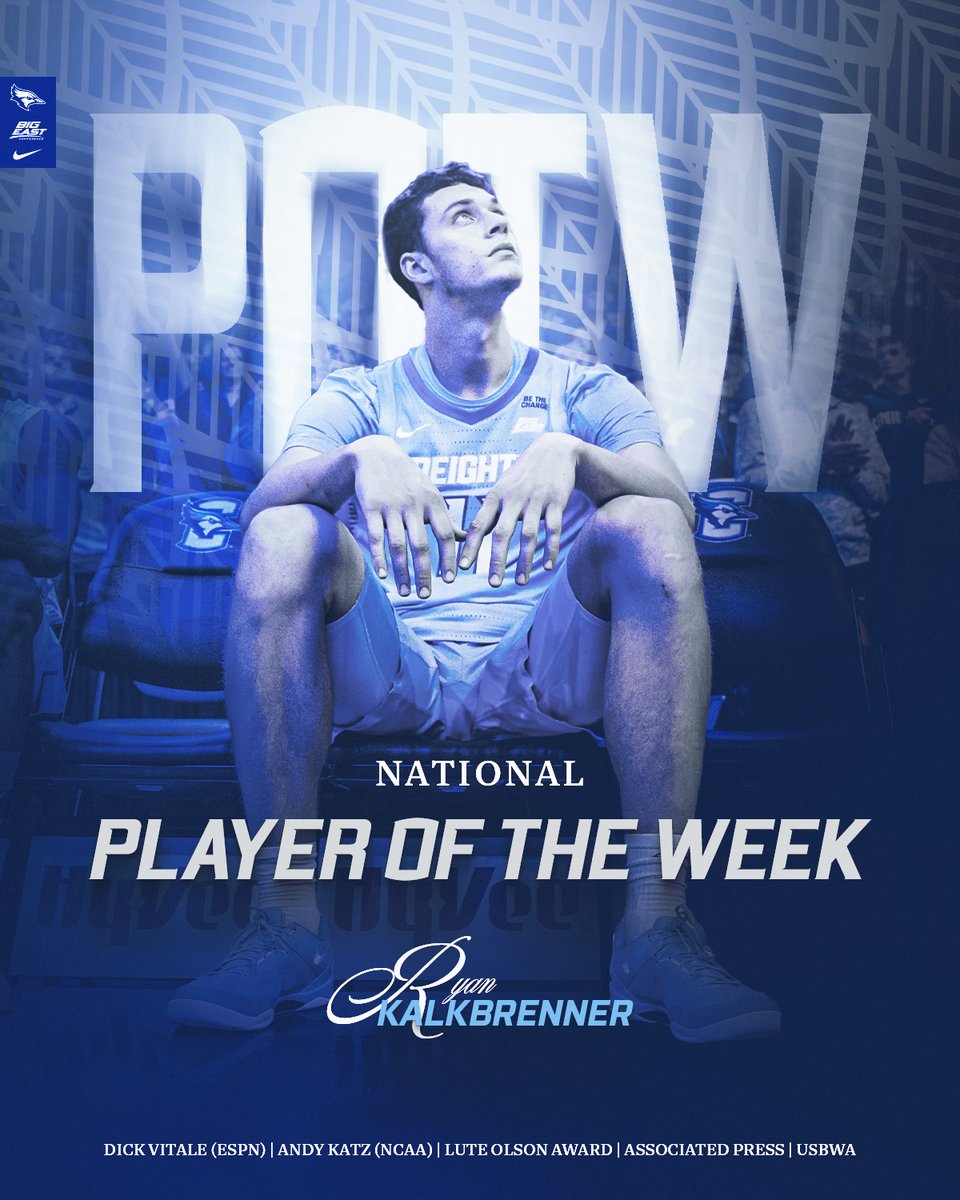 BluejayMBB's tweet photo. Ryan Kalkbrenner is the (insert publication) National Player of the Week. 

🔗: https://t.co/tR0pwMTJIF

#GoJays https://t.co/Tob9MnDWdx