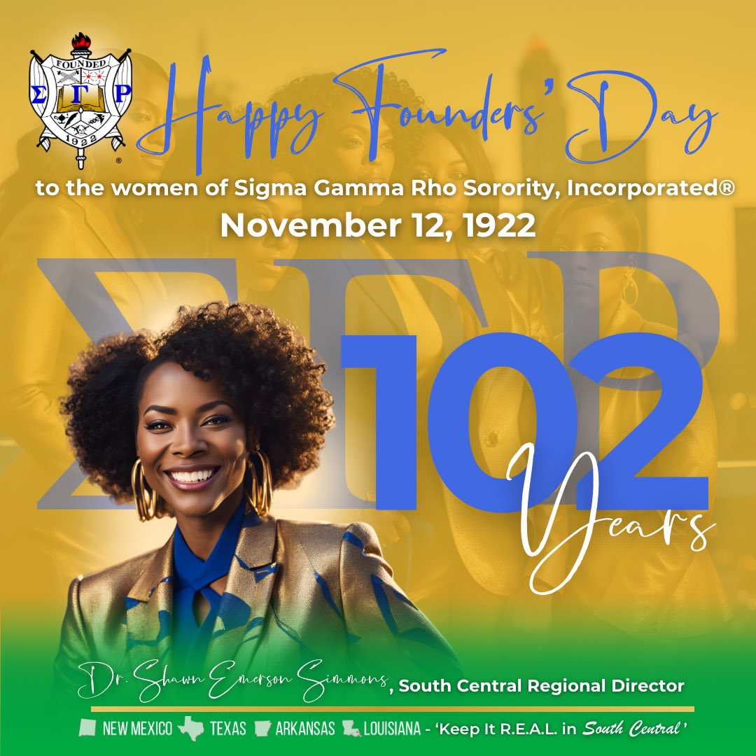 Happy Founders' Day to the Women of Sigma Gamma Rho Sorority, Incorporated®! Congratulations on 102 years of "Greater Service, Greater Progress! #KeepingItReal #SoaringwithAKA #SigmaGammaRho