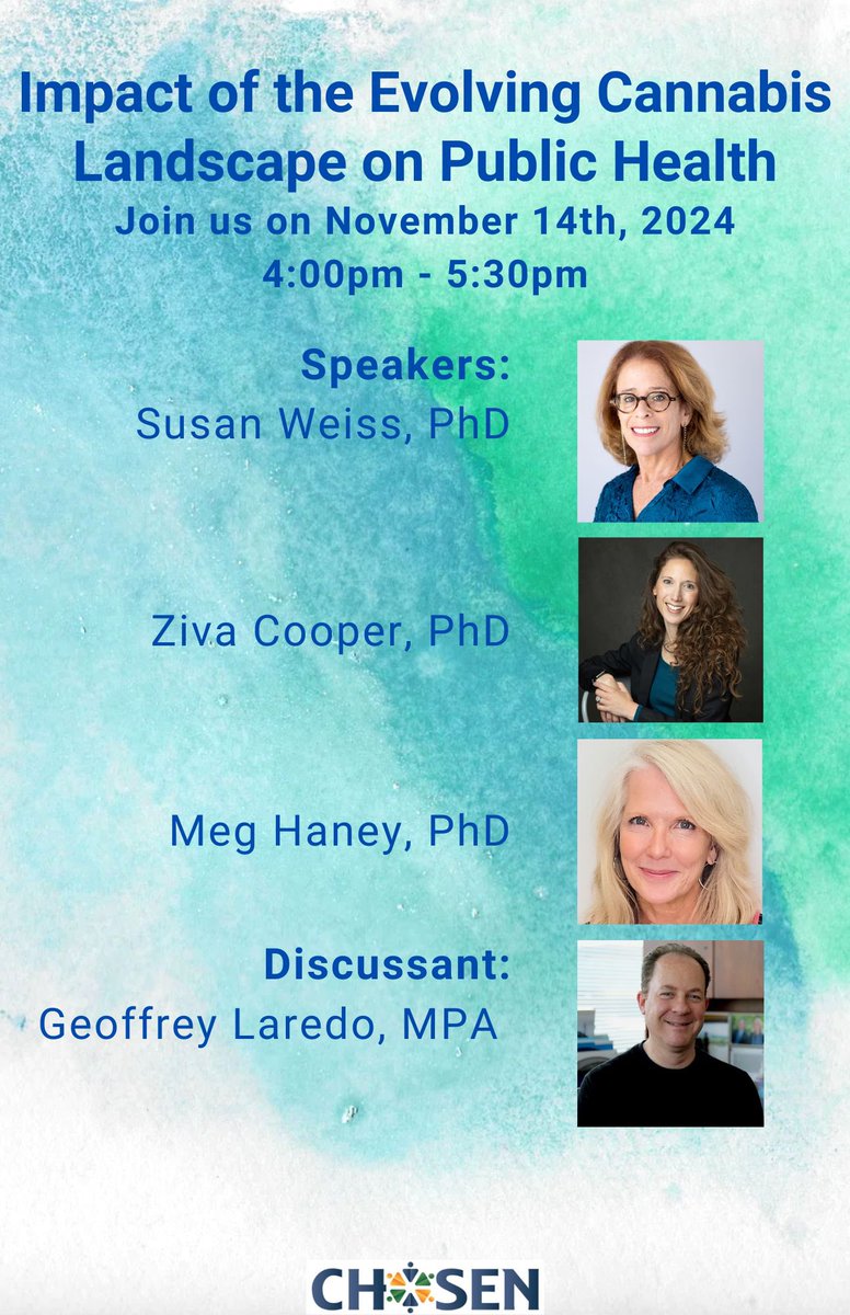 Thursday: Join <a href="/ColumbiaCHOSEN/">Columbia CHOSEN</a> to hear about the impact of the evolving cannabis landscape on public health. Speakers will discuss the chemistry, pharmacology, and epidemiology of cannabis use, as well as research gaps, regulation, and more. Register: events.columbia.edu/go/cannabis