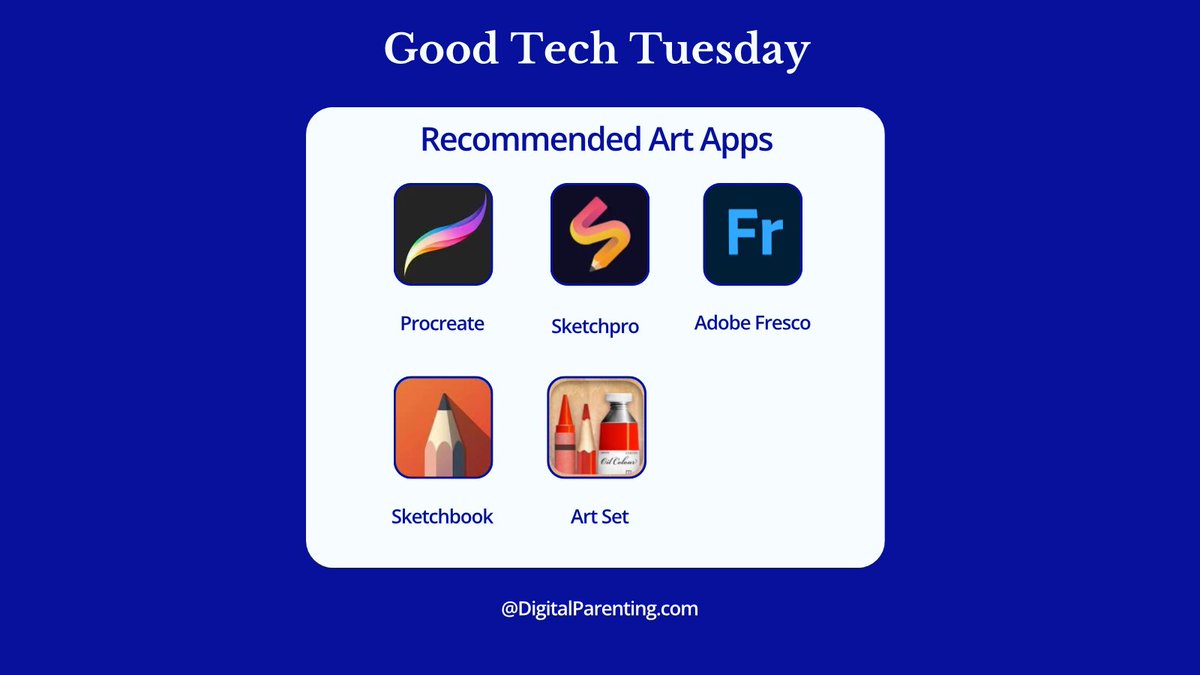 digiparenting's tweet image. Good Tech Tuesday

Digital art apps on tablets are a great use of technology that doesn’t require the use of the internet!

#DigitalParenting #GoodTechTuesday #DigitalArt #DigitalCreativity  #TechForKids  #TechInArt #TechSavvyKids  #ParentingInTheDigitalAge