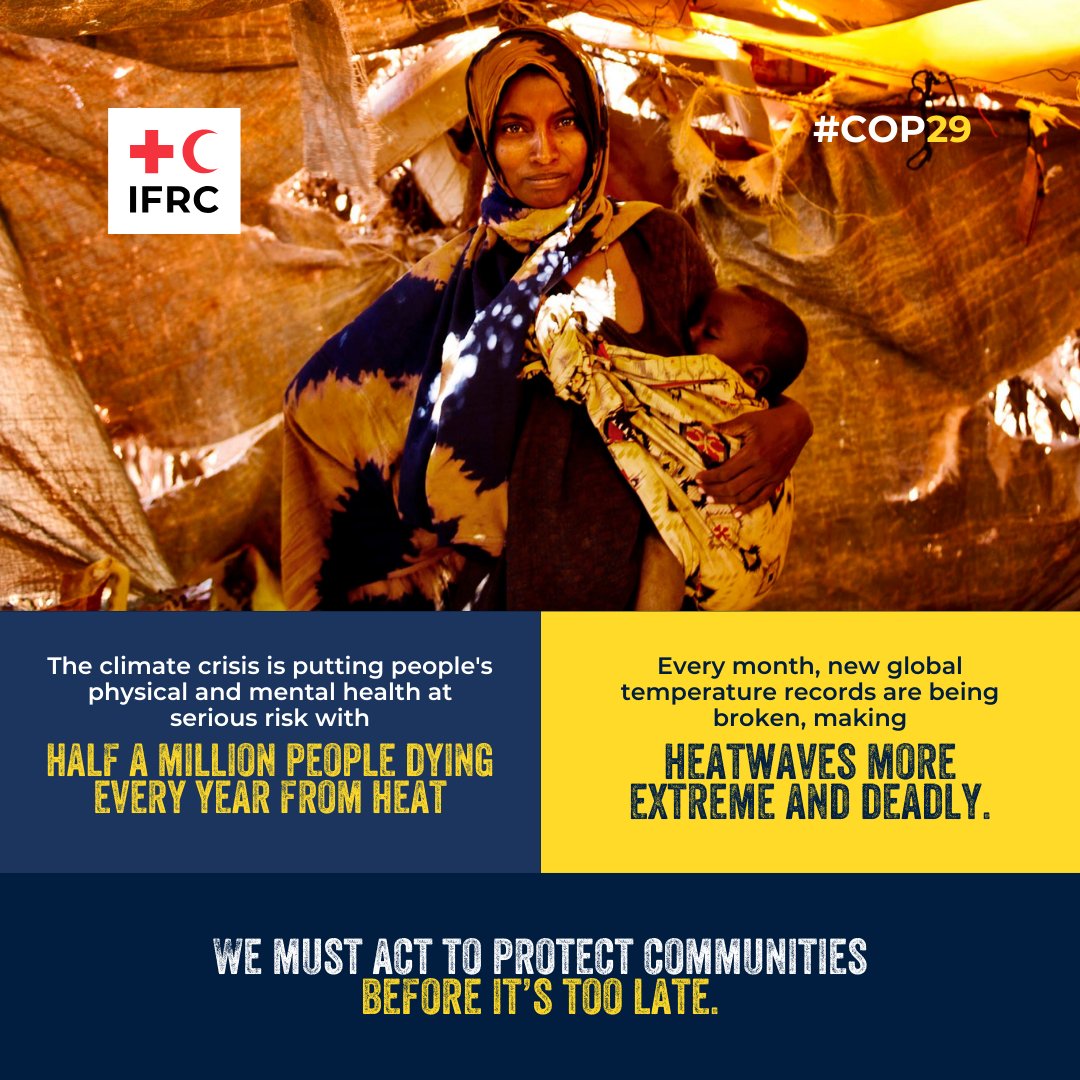 Today, @IFRC Secretary General <a href="/jagan_chapagain/">Jagan Chapagain</a> hosted The "Beat the Heat Together" event <a href="/COP29_AZ/">COP29 Azerbaijan</a>, highlighting the urgent action on extreme heat.

More than 490,000 people die annually from heat-related causes. And unless we act, that number could rise fivefold by 2050. At the