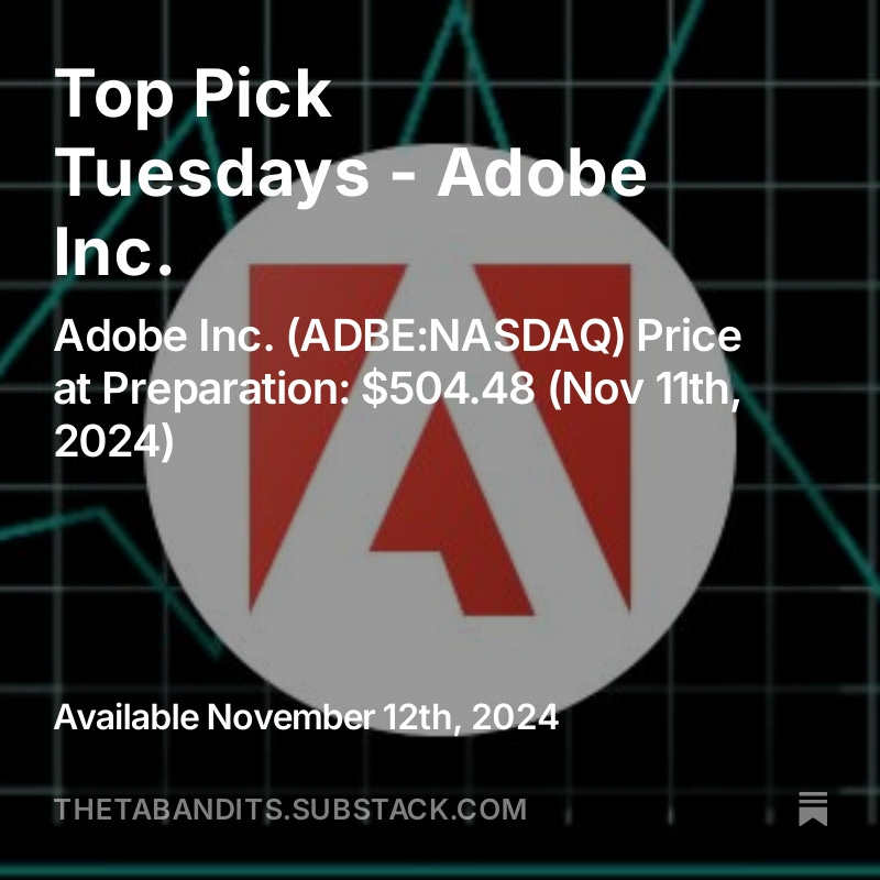 With the election behind us, Top Picks Tuesday is back. Today's Pick couldn't have been timed any better with a 4.5% run up today!

thetabandits.substack.com/p/top-pick-tue…