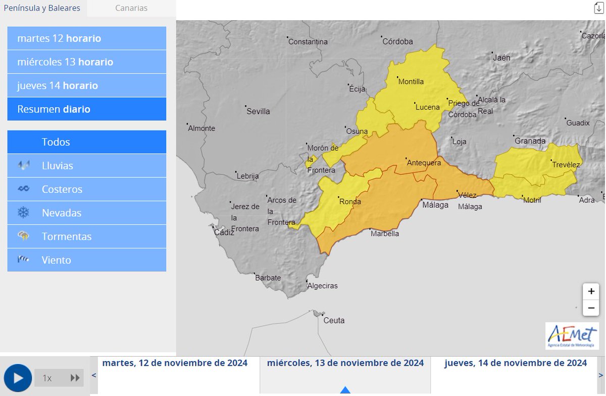 📢 Desalojos en la #RiberadelGuadalhorce en Álora, Cártama, Alhaurín de la Torre, Pizarra y Málaga. 
➡️Suspendidas clases y actividad centros de día, discapacidad y dependientes en Antequera,  Axarquía, Málaga capital, Sol y Guadalhorce y Almuñécar, Motril y Albuñol en #Granada.