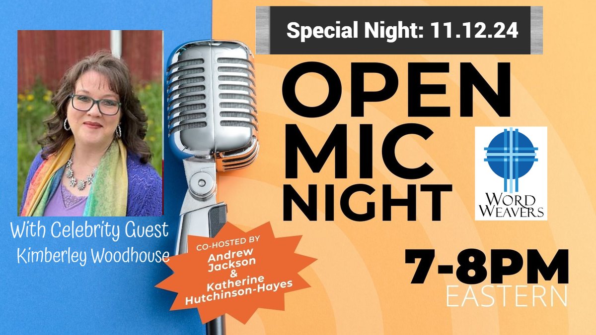Don't forget tonight's Open Mic with special guest, Kimberley Woodhouse! The public is WELCOMED but you must REGISTER to ENTER!
us02web.zoom.us/meeting/regist…