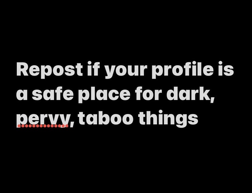 Queer_Irene's tweet photo. You like what you like!
Dont feel bad for having a kink or a fetish no matter how pervy or taboo it sounds.
I dont judge or look differently at people who have kinks or fetishes different or less popular than others
Incest, bestiality, coprophilia, golden showers. Etc
Do you🫶🏽 https://t.co/hT1fTkiCJn