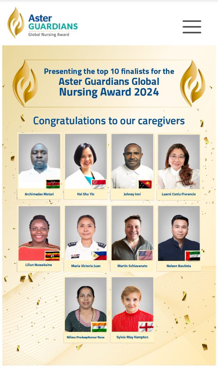 Dear all,

👉In response to popular demand, <a href="/AsterGuardians/">Aster Guardians</a> Global Nursing Award 2024 has introduced a public voting for all the ten finalists
Link: apply.asterguardians.com/voting
Humbly requesting 4 your vote (s) - Lilian Nuwabaine)
Help me bring this 🌎Nursing award🏆 to 🇺🇬
Thank u