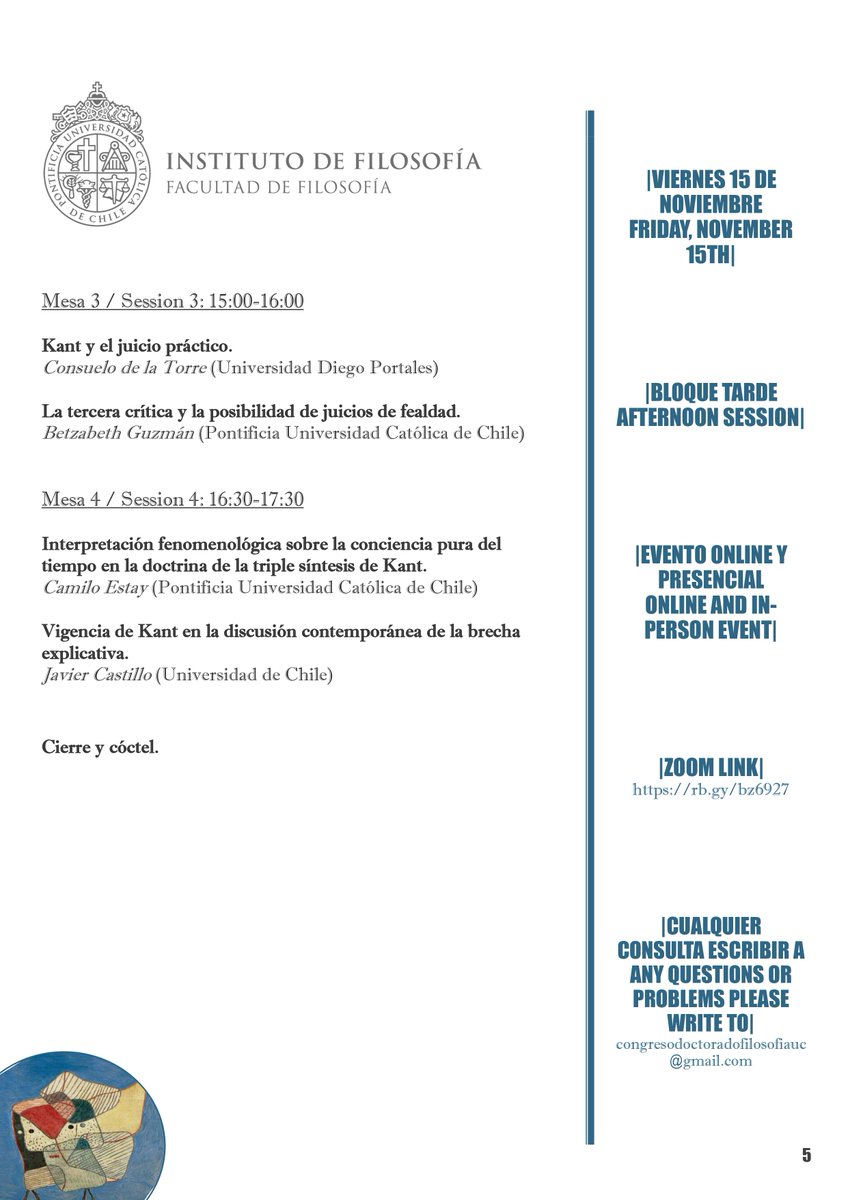 Los estudiantes de doctorado <a href="/FilosofiaUC/">Filosofía UC</a>  invitan a sus compañeras/os de programas similares al VIII Congreso Internacional de Doctorandos en Filosofía. Este evento tendrá lugar entre los días 14 y 15 de noviembre de 2024 y se realizará en modalidad virtual y presencial.