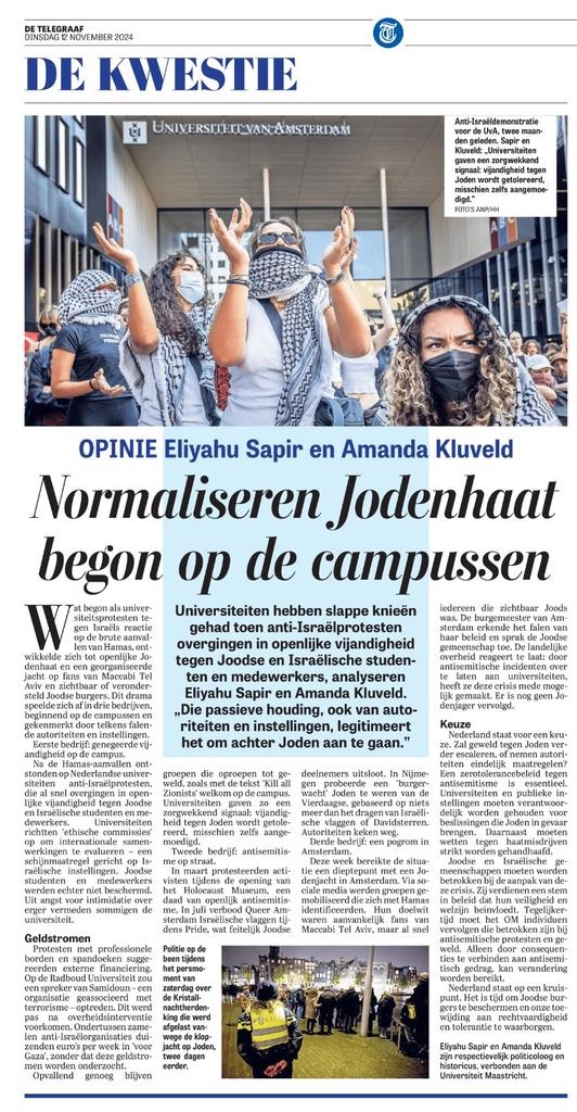 c_stolk's tweet image. Eliyahu Sapir en @AmandaKluveld: “Normaliseren Jodenhaat begon op de campussen” 👇