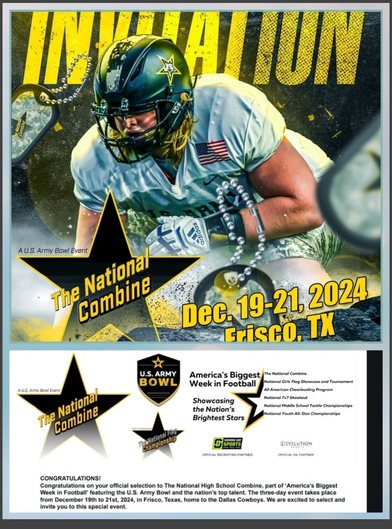 K’veonMoore53 (@kjmoore53) on Twitter photo Proud to receive my official invitation letter to #TheNationalCombine at the <a href="/USArmyBowl/">Military Appreciation Bowl Week</a> Thank you. <a href="/Coach_Samp/">Leandrius L. Sampson Jr</a> <a href="/CoachJones_75/">Jermaine Jones Jr</a> <a href="/d1_barri/">Jabarius Oliver</a> <a href="/DewayneBrown_59/">Dewayne Brown</a> <a href="/Dontarrius55/">Dontarrius</a> <a href="/Boddy1Ty/">Ty Boddy</a> <a href="/Marlin_Jones54/">MarlinJones</a> Proud to receive my official invitation letter to #TheNationalCombine at the <a href="/USArmyBowl/">Military Appreciation Bowl Week</a> Thank you. <a href="/Coach_Samp/">Leandrius L. Sampson Jr</a> <a href="/CoachJones_75/">Jermaine Jones Jr</a> <a href="/d1_barri/">Jabarius Oliver</a> <a href="/DewayneBrown_59/">Dewayne Brown</a> <a href="/Dontarrius55/">Dontarrius</a> <a href="/Boddy1Ty/">Ty Boddy</a> <a href="/Marlin_Jones54/">MarlinJones</a>
