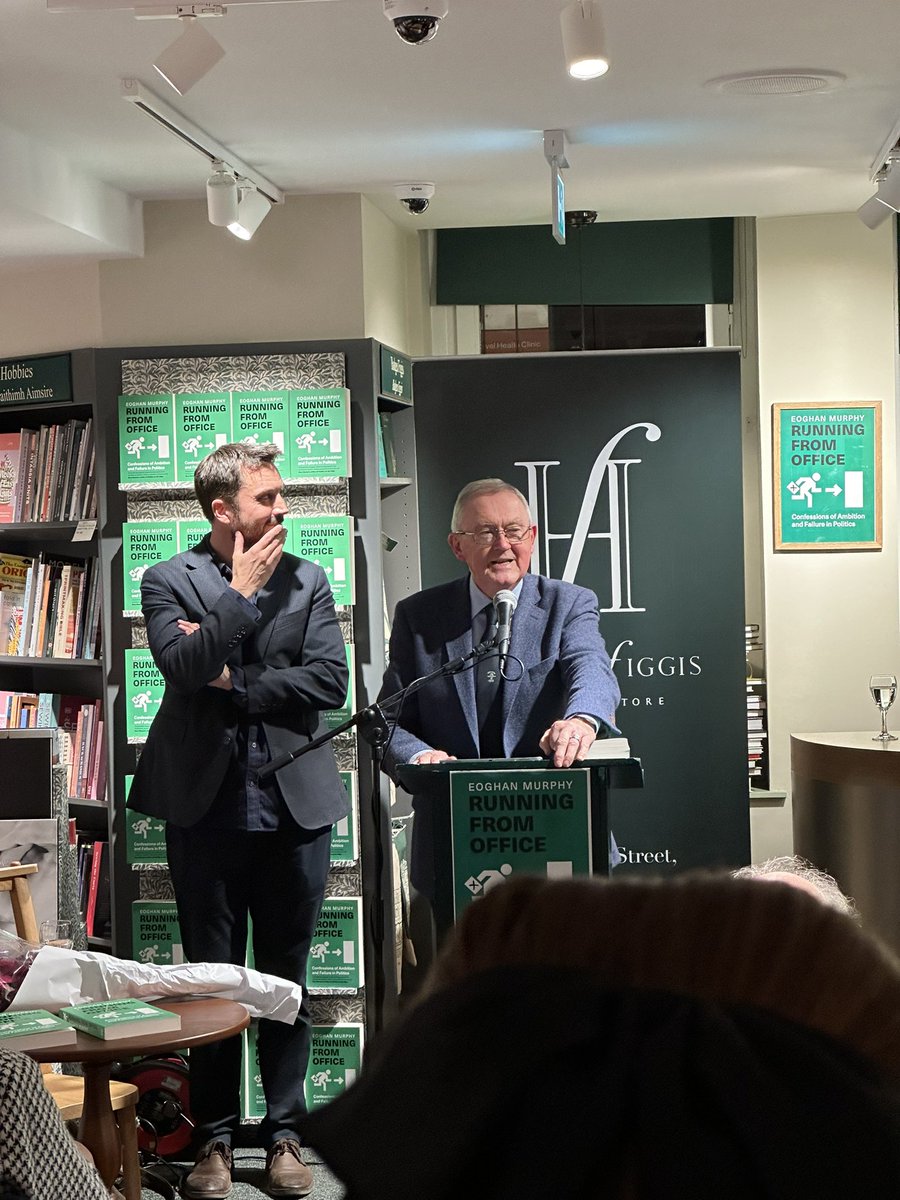 GillHessLtd's tweet photo. It was a full house @Hodges_Figgis for tonight’s launch #RunningFromOffice @MurphyEoghan @eriu_books thanks to #SeanORourke https://t.co/1PAXlaBsj9