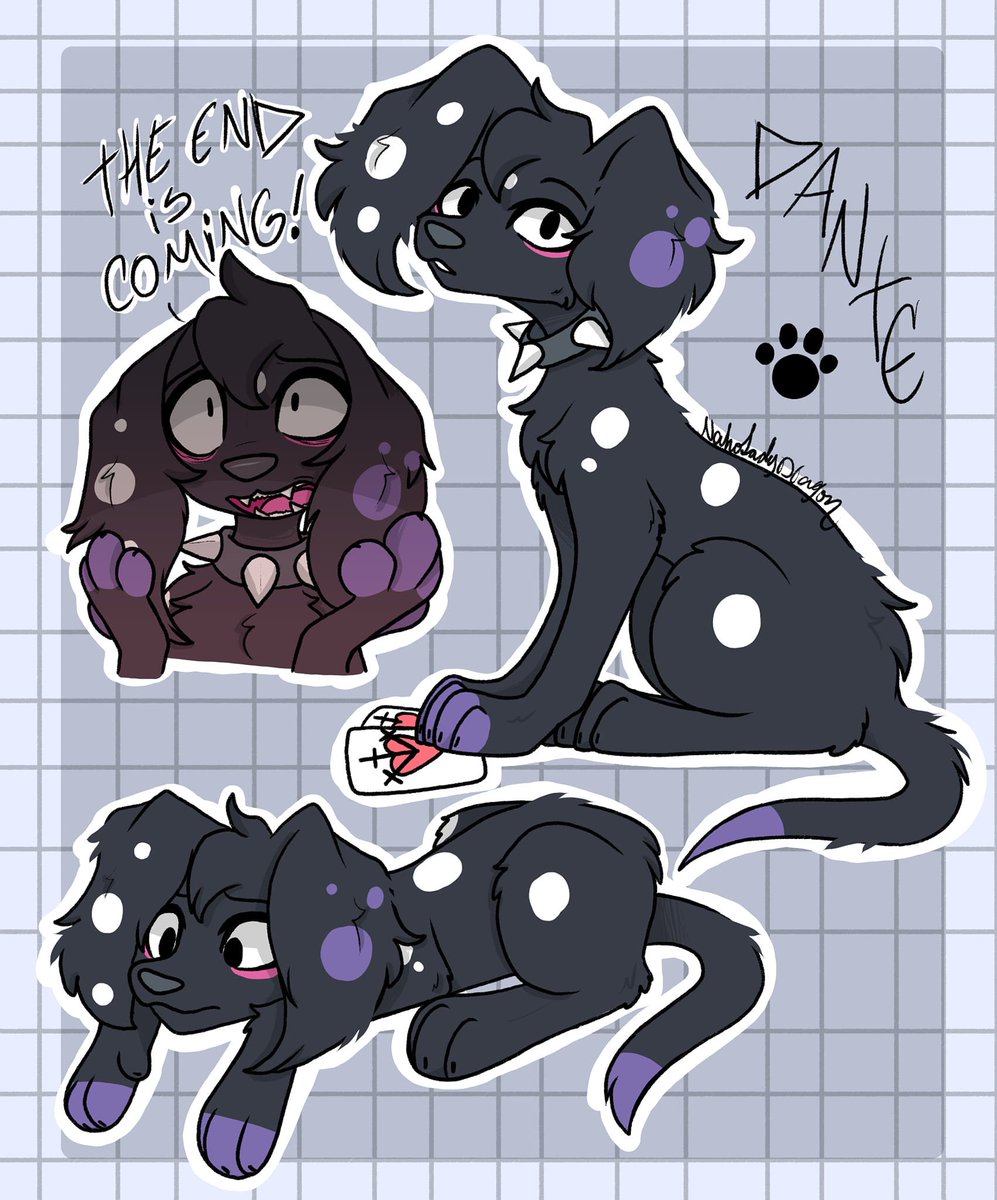 NahoLadyDragon's tweet image. My boi doggo Dante 💜🤍🖤✨🐶