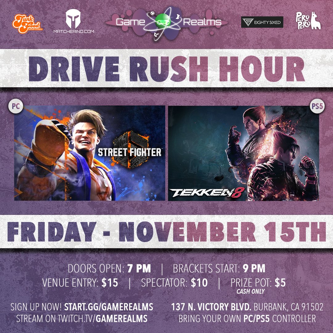 Game_Realms's tweet photo. Tagging the #FGC on fighting game local tournament at @Game_Realms in Burbank California!
Feel free to retweet.

@levelupseries
@MontageFGC
@dropkickevents
@TheAlexValle
@WorldscollideGL
@ViciousFGC
@ReynaldJT
@Kizzie_Kay
@NerdJosh
@AndyOCR
@cmdrjesse
@Defectivenaruto
@stilljmz https://t.co/eqygQP79s0