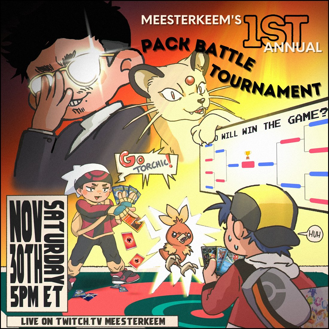 🚨CALLING ALL PACK RIPPING ENTHUSIASTS🚨

🏆HOSTING MY 1ST ANNUAL TCG PACK BATTLE TOURNAMENT🏆

💥WHO WILL EMERGE TO HAVE THE GREATEST PULLS?💥

📌16 PARTICIPANTS. 1 WINNER. 1 GRAND PRIZE.
📌Saturday, November 30th @ 5pm ET