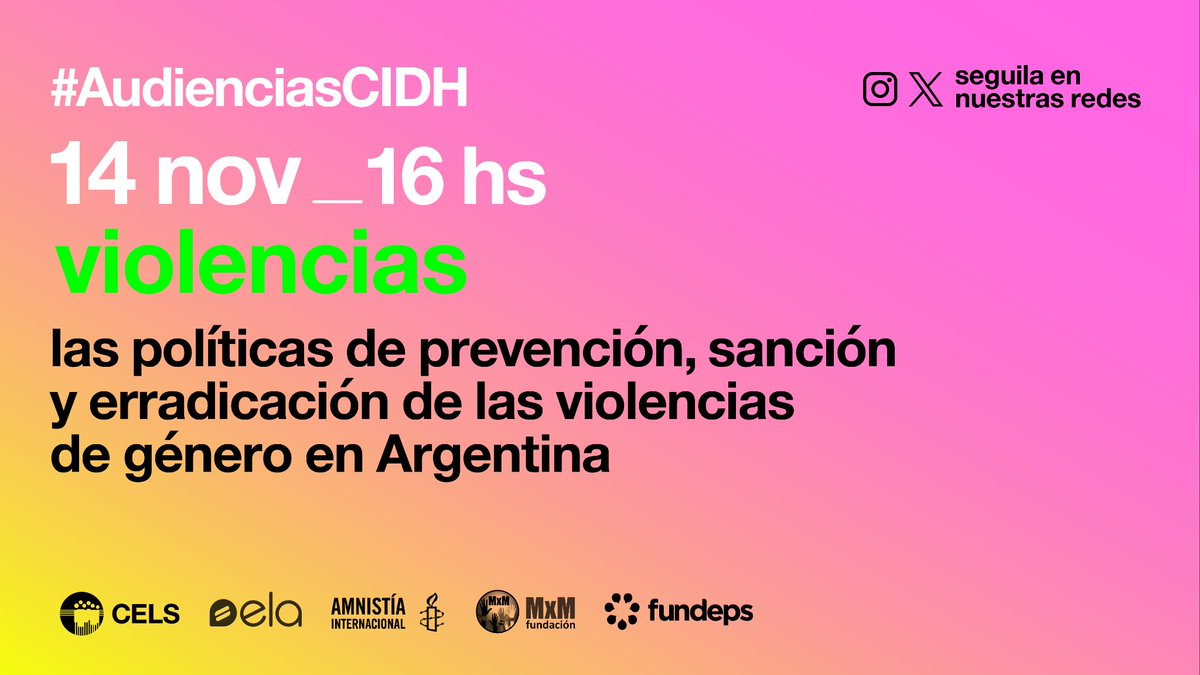 ⚠️ Organizaciones de la sociedad civil vamos a alertar ante la <a href="/CIDH/">CIDH - IACHR</a> sobre la grave situación de niñas y mujeres en Argentina 

🔗 La audiencia se puede seguir en vivo a partir de las 16 hs (hora argentina) a través de Zoom, con inscripción previa acá: acortar.link/XG2Lu4