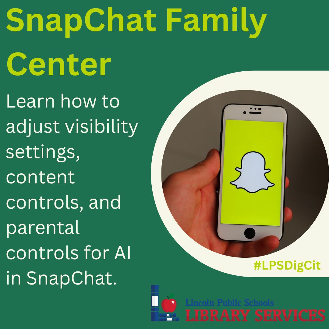 LibraryServ_LPS's tweet photo. Ever wonder what your teen is up to on Snapchat? The Snapchat Family Center is here to help you stay in the loop. With this tool, you can have better oversight on their activity and even disable the Snapchat AI chatbot. #LPSDigCit https://t.co/SRpCOiAhao https://t.co/zoVwwvMNiF