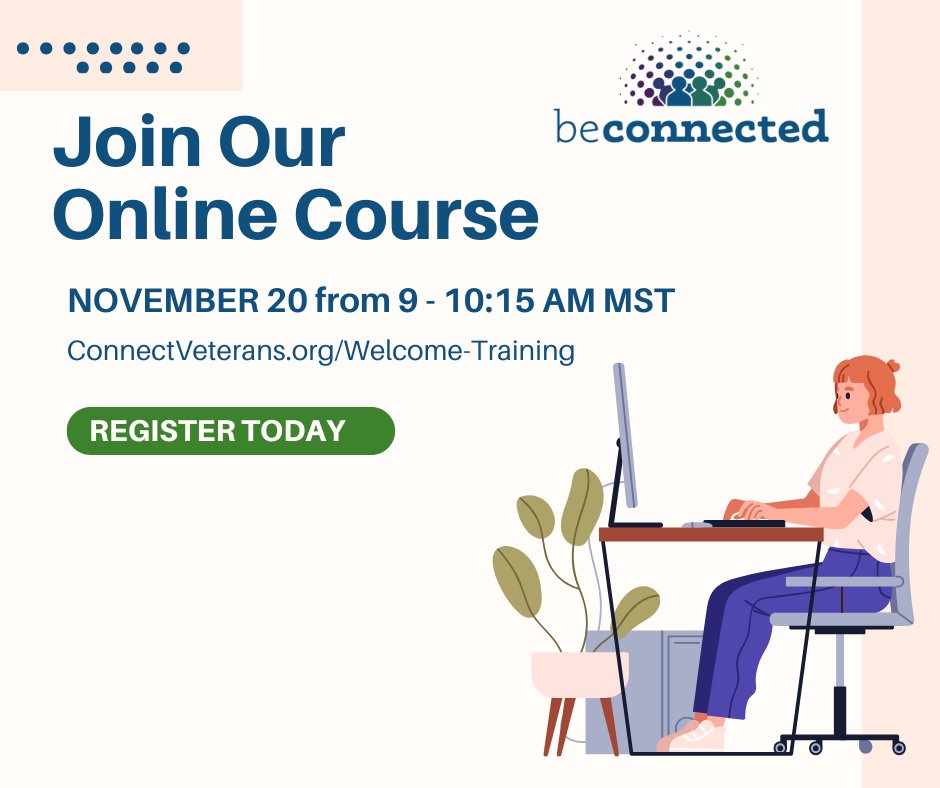 AzCoalition's tweet image. Calling all helpers! Our “Welcome to Be Connected” no-cost virtual training is an opportunity to deepen your commitment to supporting those who’ve served. 🖥️💚 Register now 👉 connectveterans.org/welcome-traini… #AZVeterans #ServiceMember #MilitaryFamilies #SupportNetwork