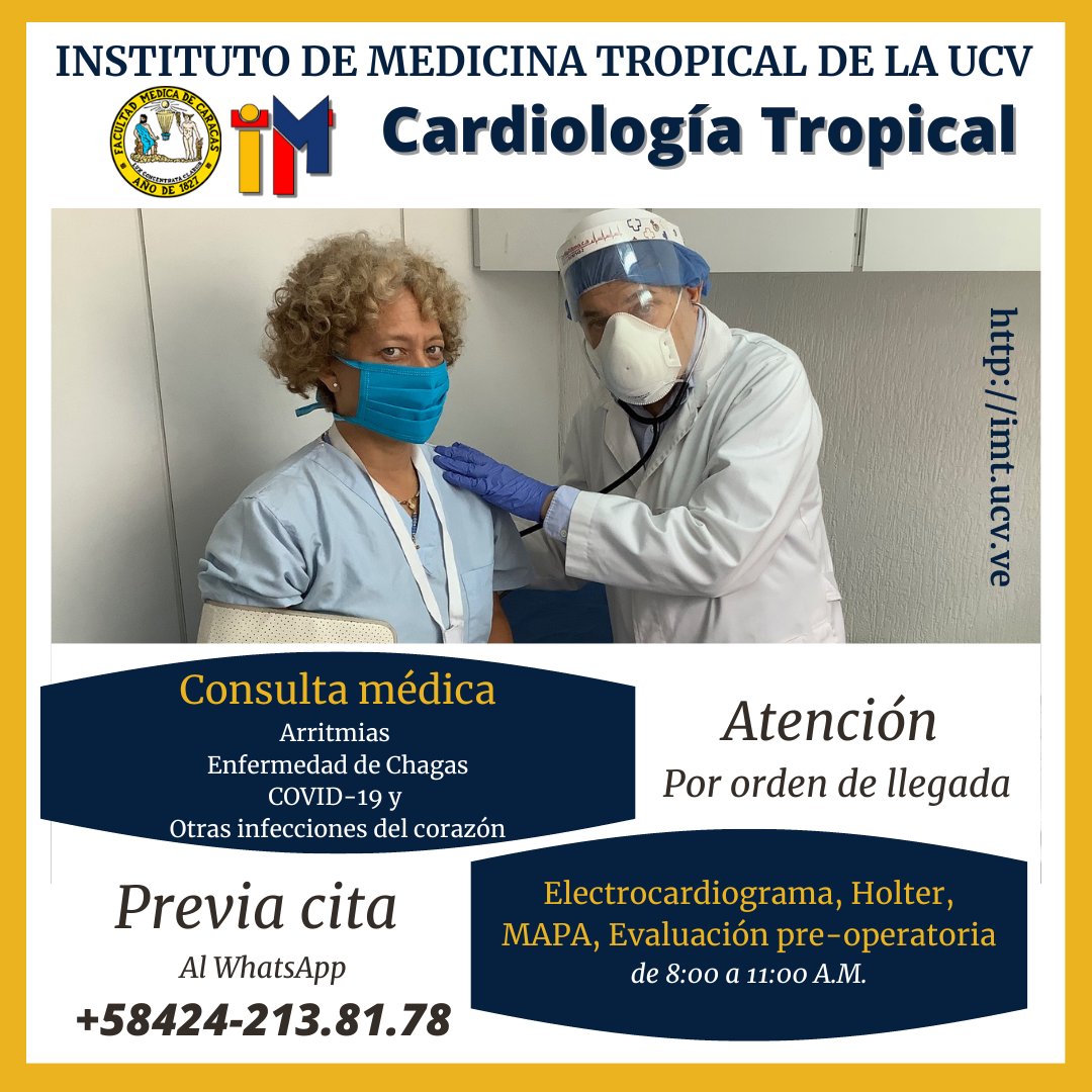imt_ucv's tweet photo. Para solicitar cita, por favor escribir al WhatsApp de Cardiología Tropical que se encuentra en nuestro perfil 📍
https://t.co/0c4zEibcuD
#cardiologíatropical  #chagas #covid19 #2024 https://t.co/wilN6MFxER